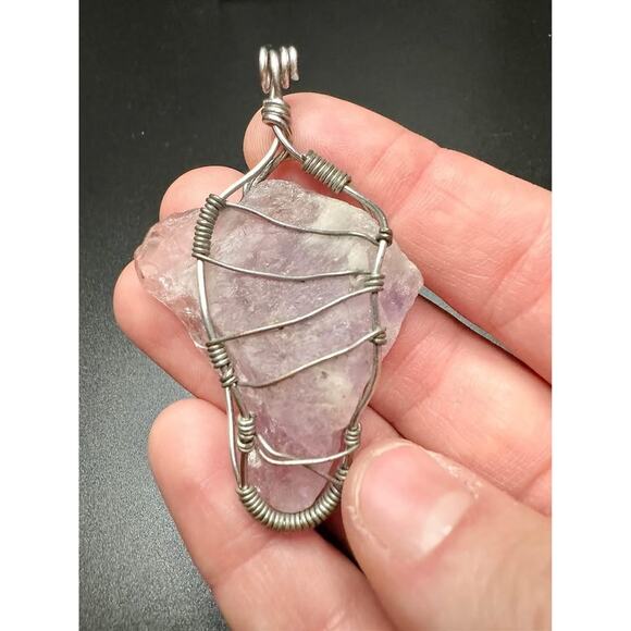 Hand Wrapped Amethyst Pendant Necklace - Picture 5 of 6